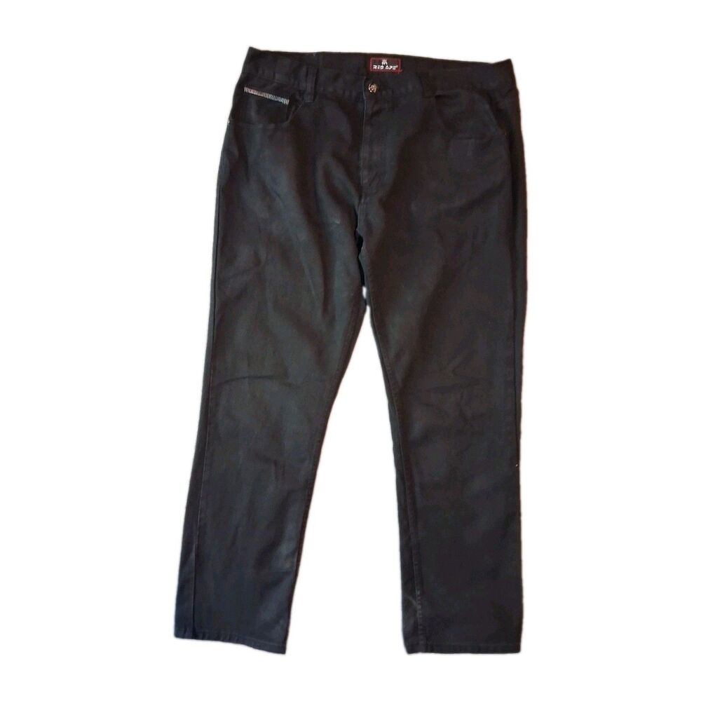 Red Ape Mens Jeans Sz 40 Black Denim Thick Stitch Grunge Denim Streetwear Y2K 90